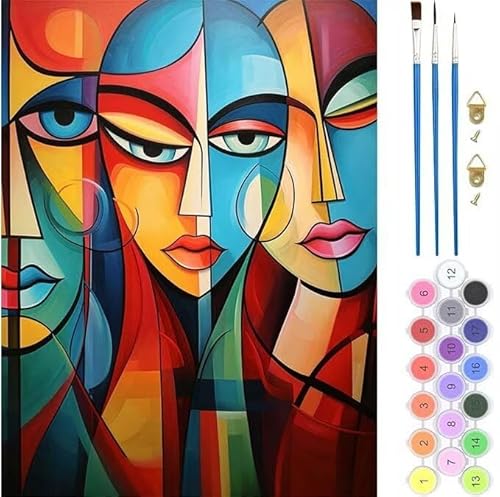 Abstrakt Frau Malen Nach Zahlen, Paint by Numbers Malen Nach Zahlen Adult Kit, Groß DIY Handgemalt Ölgemälde Kit für Anfänger Mit Pinsels Und Acrylfarbe, für Home Décor Geschenke 70x90cm (No Frame) von Kiagazaa