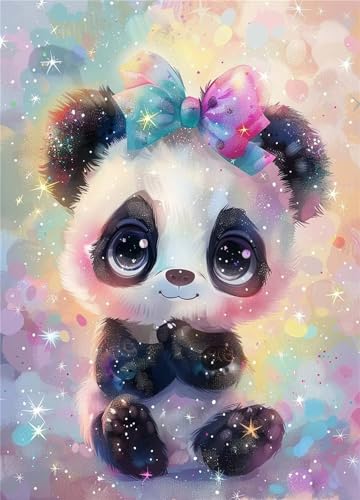 Cartoon Panda Diamond Painting Erwachsene, 5D DIY Square Diamant Painting Bilder Kits, DIY Diamant Malerei mit Diamond Painting Zubehör, Diamant Kunst Stickerei Set für Home Wand Décor 20x30cm FX-114 von Kiagazaa