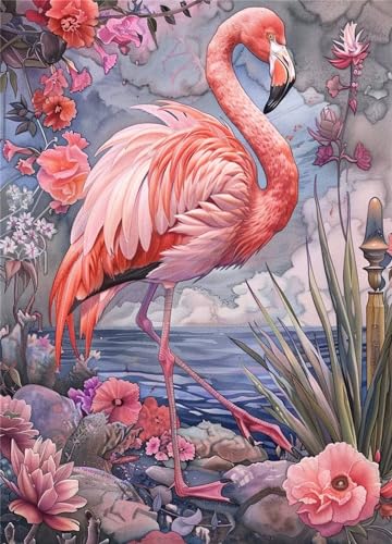 Diamond Painting Tier Flamingo, DIY 5D Diamant Painting Bilder Erwachsene, DIY Diamant Malerei Full Square Strass Stickerei Diamant Malerei Set, Diamond Art Anfänger Set Home Wand Décor 20x30cm FX-77 von Kiagazaa