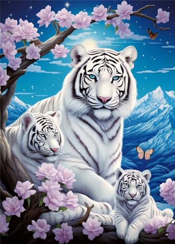 Diamond Painting Tier Tiger, DIY 5D Diamant Painting Bilder Erwachsene, DIY Diamant Malerei Full Square Strass Stickerei Diamant Malerei Set, Diamond Art Anfänger Set Home Wand Décor 30x50cm FX-79 von Kiagazaa