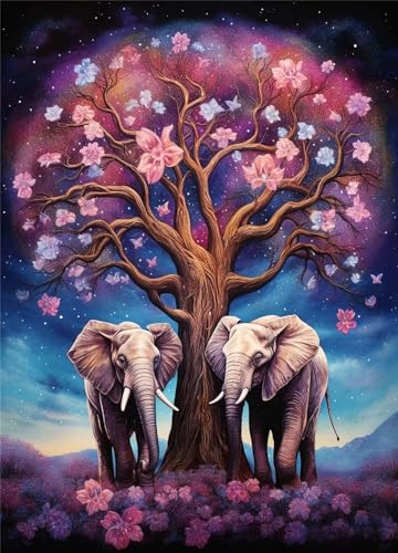 Elefant Diamond Painting Erwachsene, 5D DIY Square Diamant Painting Bilder Kits, DIY Diamant Malerei mit Diamond Painting Zubehör, DIY Diamant Kunst Stickerei Set für Home Wand Décor 35x45cm FX-38 von Kiagazaa