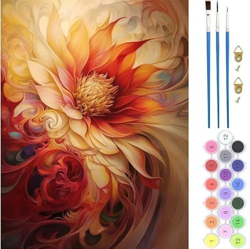 Fantasie Blume Malen Nach Zahlen, Paint by Numbers Malen Nach Zahlen Adult Kit, Groß DIY Handgemalt Ölgemälde Kit für Anfänger Mit Pinsels Und Acrylfarbe, für Home Décor Geschenke 30x40cm (No Frame) von Kiagazaa