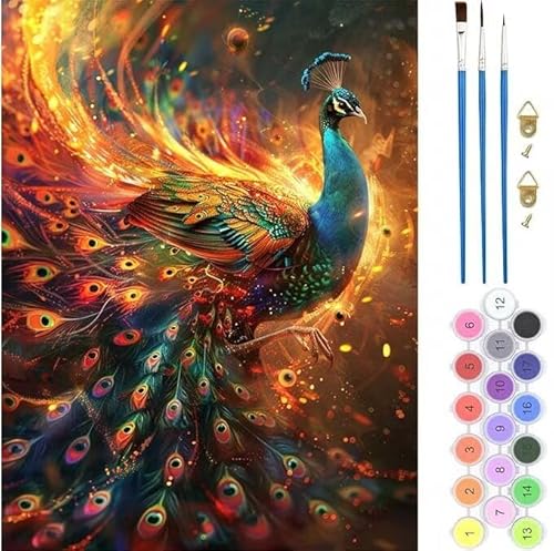 Feuer-Phönix Malen Nach Zahlen, Paint by Numbers Malen Nach Zahlen Adult Kit, Groß DIY Handgemalt Ölgemälde Kit für Anfänger Mit Pinsels Und Acrylfarbe, für Home Décor Geschenke 90x110cm (No Frame) von Kiagazaa