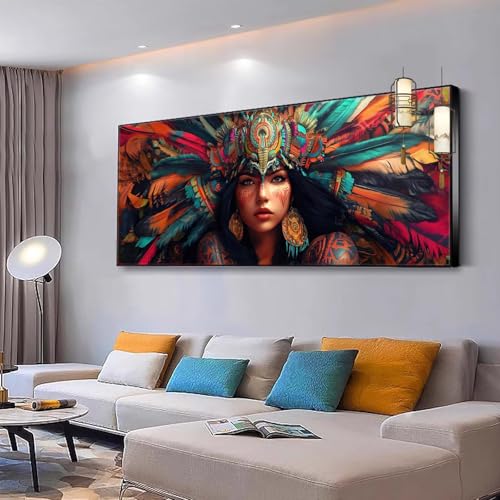 Malen nach Zahlen Erwachsene Afrika Malen nach Zahlen Mädchen ab 7,Kreativ set mit Leinwand Pinsel und Acrylfarben Bastelset Erwachsene Frauen für Geschenke und Home Deko Frau 60x120cm Ohne Rahmen Y63 von Kiagazaa