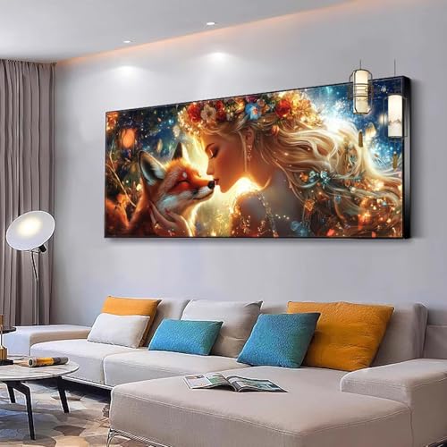 Malen nach Zahlen Erwachsene Anime Malen Nach Zahlen ab 7 9 10 Jahre Mädchen,Paint by Numbers Adult,Kreativ set mit Leinwand Pinsel und Acrylfarben Home Decor Geschenke Fuchs 50x100cm Ohne Rahmen Y46 von Kiagazaa