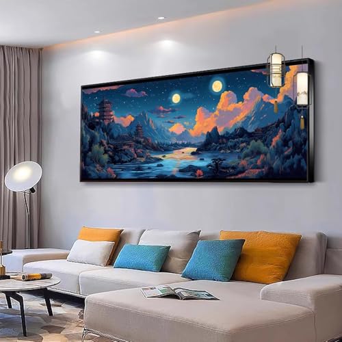 Malen nach Zahlen Erwachsene Anime Malen nach Zahlen Mädchen ab 10, Kreativ set mit Leinwand Pinsel und Acrylfarben Bastelset Erwachsene Frauen für Geschenke und Home Haus Deko Landschaft 30x60cm Y45 von Kiagazaa