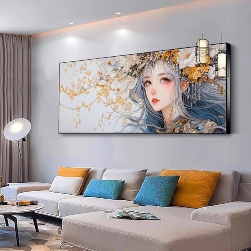 Malen nach Zahlen Erwachsene Anime Malen nach Zahlen Mädchen ab 10, Kreativ set mit Leinwand Pinsel und Acrylfarben Bastelset Erwachsene Frauen für Geschenke und Home Haus Deko Schönheit 100x200cm Y51 von Kiagazaa