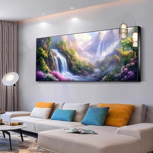 Malen nach Zahlen Erwachsene Blume Malen Nach Zahlen ab 7 9 10 Jahre Mädchen, Paint by Numbers Adult, Kreativ set mit Leinwand Pinsel und Acrylfarben Home Decor Wasserfall 30x60cm Ohne Rahmen Y301 von Kiagazaa