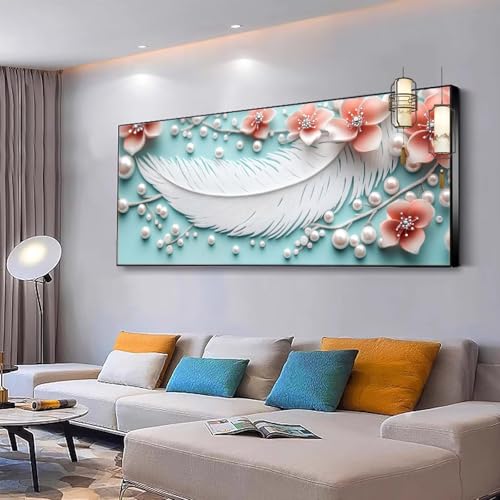 Malen nach Zahlen Erwachsene Blume Malen Nach Zahlen ab 7 9 10 Jahre Mädchen,Paint by Numbers Adult,Kreativ set mit Leinwand Pinsel und Acrylfarben Home Decor Geschenke Feder 30x60cm Ohne Rahmen Y307 von Kiagazaa