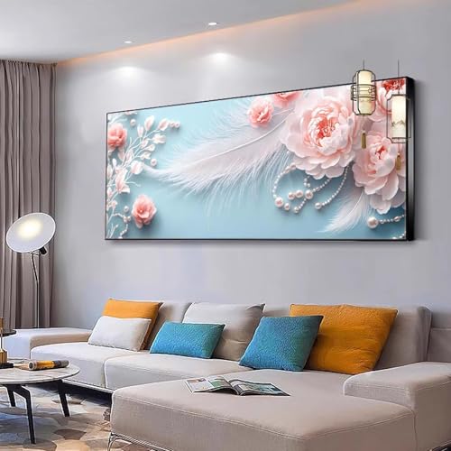 Malen nach Zahlen Erwachsene Blume Malen Nach Zahlen ab 7 9 10 Jahre Mädchen,Paint by Numbers Adult,Kreativ set mit Leinwand Pinsel und Acrylfarben Home Decor Geschenke Feder 40x70cm Ohne Rahmen Y310 von Kiagazaa