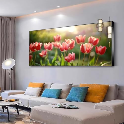 Malen nach Zahlen Erwachsene Blume Malen Nach Zahlen ab 7 9 10 Jahre Mädchen,Paint by Numbers Adult,Kreativ set mit Leinwand Pinsel und Acrylfarben Home Decor Geschenke Tulpe 30x60cm Ohne Rahmen Y316 von Kiagazaa