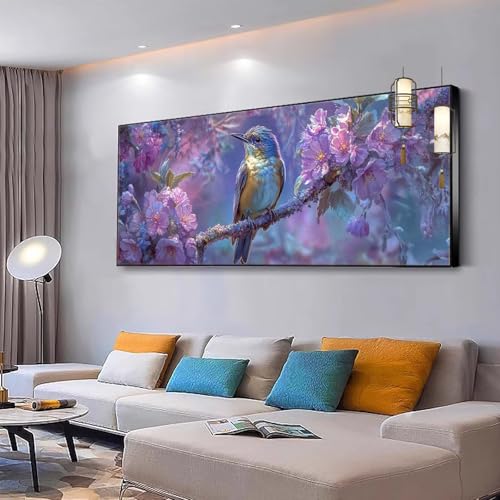 Malen nach Zahlen Erwachsene Blume Malen nach Zahlen Mädchen ab 7,Kreativ mit Leinwand Pinsel und Acrylfarben Bastelset Erwachsene Frauen für Geschenke und Home Deko Vogel 50x100cm Ohne Rahmen Y297 von Kiagazaa