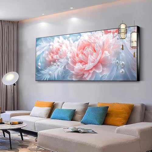 Malen nach Zahlen Erwachsene Blume Malen nach Zahlen Mädchen ab 7,Kreativ set mit Leinwand Pinsel und Acrylfarben Bastelset Erwachsene Frauen für Geschenke und Home Deko Feder 40x70cm Ohne Rahmen Y309 von Kiagazaa