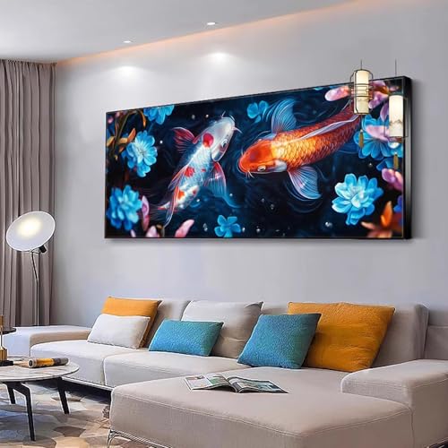 Malen nach Zahlen Erwachsene Koi Malen Nach Zahlen ab 7 9 10 Jahre Mädchen, Paint by Numbers Adult, Kreativ set mit Leinwand Pinsel und Acrylfarben Home Decor Geschenke Blume 40x70cm Ohne Rahmen Y331 von Kiagazaa