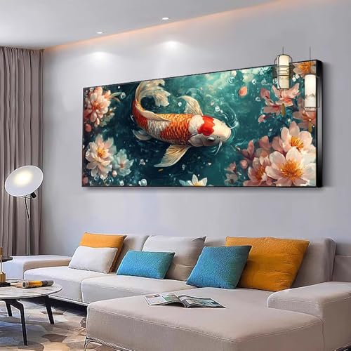 Malen nach Zahlen Erwachsene Koi Malen nach Zahlen Mädchen ab 7,Kreativ mit Leinwand Pinsel und Acrylfarben Bastelset Erwachsene Frauen für Geschenke und Home Deko Lieblich 40x70cm Ohne Rahmen Y333 von Kiagazaa