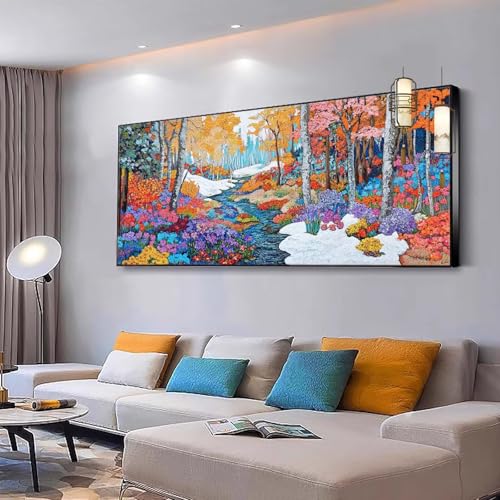 Malen nach Zahlen Erwachsene Landschaft Malen Nach Zahlen ab 7 9 10 Jahre Mädchen, Paint by Numbers Adult, Kreativ set mit Leinwand Pinsel und Acrylfarben Home Decor Abstrakt 40x80cm Ohne Rahmen Y64 von Kiagazaa