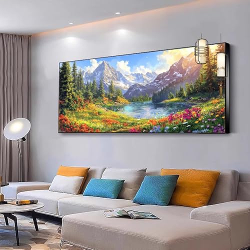 Malen nach Zahlen Erwachsene Landschaft Malen Nach Zahlen ab 7 9 10 Jahre Mädchen, Paint by Numbers Adult, Kreativ set mit Leinwand Pinsel und Acrylfarben Home Decor Blumen 30x60cm Ohne Rahmen Y112 von Kiagazaa