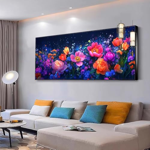 Malen nach Zahlen Erwachsene Landschaft Malen Nach Zahlen ab 7 9 10 Jahre Mädchen, Paint by Numbers Adult, Kreativ set mit Leinwand Pinsel und Acrylfarben Home Decor Blumen 40x70cm Ohne Rahmen Y109 von Kiagazaa