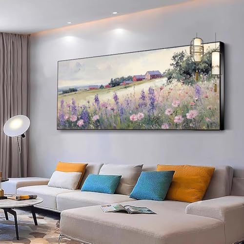 Malen nach Zahlen Erwachsene Landschaft Malen Nach Zahlen ab 7 9 10 Jahre Mädchen, Paint by Numbers Adult, Kreativ set mit Leinwand Pinsel und Acrylfarben Home Decor Blumen 40x80cm Ohne Rahmen Y106 von Kiagazaa