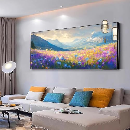 Malen nach Zahlen Erwachsene Landschaft Malen Nach Zahlen ab 7 9 10 Jahre Mädchen, Paint by Numbers Adult, Kreativ set mit Leinwand Pinsel und Acrylfarben Home Decor Blumen 50x100cm Ohne Rahmen Y115 von Kiagazaa