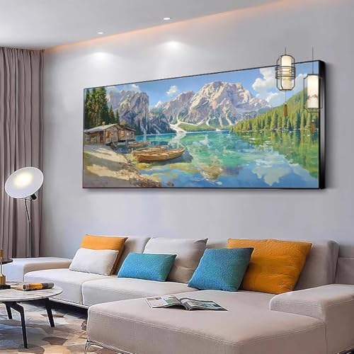 Malen nach Zahlen Erwachsene Landschaft Malen Nach Zahlen ab 7 9 10 Jahre Mädchen, Paint by Numbers Adult, Kreativ set mit Leinwand Pinsel und Acrylfarben Home Decor Meer 100x230cm Ohne Rahmen Y85 von Kiagazaa