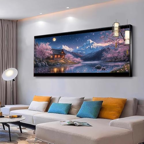 Malen nach Zahlen Erwachsene Landschaft Malen Nach Zahlen ab 7 9 10 Jahre Mädchen, Paint by Numbers Adult, Kreativ set mit Leinwand Pinsel und Acrylfarben Home Decor See 100x230cm Ohne Rahmen Y100 von Kiagazaa