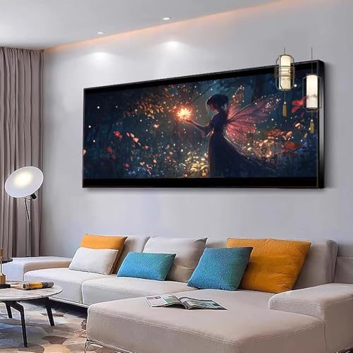 Malen nach Zahlen Erwachsene Landschaft Malen nach Zahlen Mädchen ab 10, Kreativ set mit Leinwand Pinsel und Acrylfarben Bastelset Erwachsene Frauen für Geschenke und Home Haus Deko Elfen 40x80cm Y117 von Kiagazaa