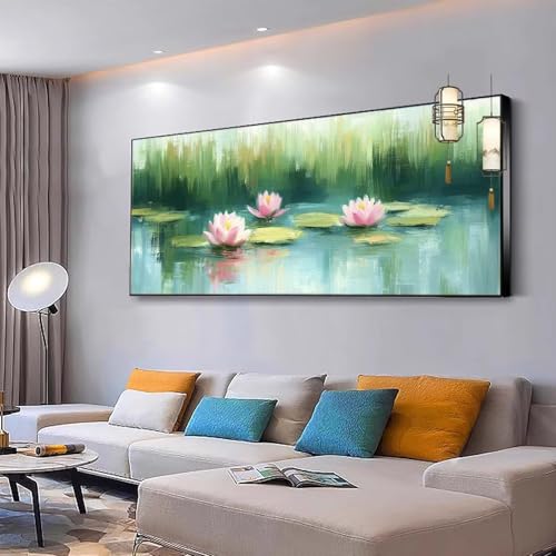 Malen nach Zahlen Erwachsene Landschaft Malen nach Zahlen Mädchen ab 10, Kreativ set mit Leinwand Pinsel und Acrylfarben Bastelset Erwachsene Frauen für Geschenke und Home Haus Deko Lotus 60x120cm Y96 von Kiagazaa