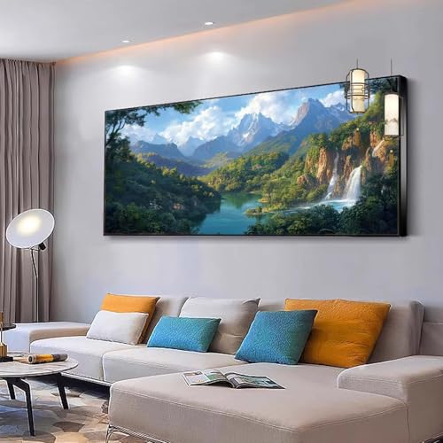 Malen nach Zahlen Erwachsene Landschaft Malen nach Zahlen Mädchen ab 10, Kreativ set mit Leinwand Pinsel und Acrylfarben Bastelset Erwachsene Frauen für Geschenke und Home Haus Deko Meer 100x200cm Y84 von Kiagazaa