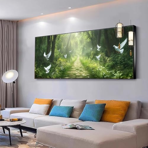 Malen nach Zahlen Erwachsene Landschaft Malen nach Zahlen Mädchen ab 10, Kreativ set mit Leinwand Pinsel und Acrylfarben Bastelset Erwachsene Frauen für Geschenke und Home Haus Deko Tauben 40x70cm Y78 von Kiagazaa