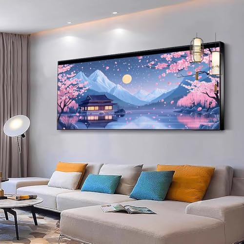 Malen nach Zahlen Erwachsene Landschaft Malen nach Zahlen Mädchen ab 10, Kreativ set mit Leinwand Pinsel und Acrylfarben Bastelset Erwachsene Frauen für Home Deko Blumen 100x230cm Ohne Rahmen Y105 von Kiagazaa