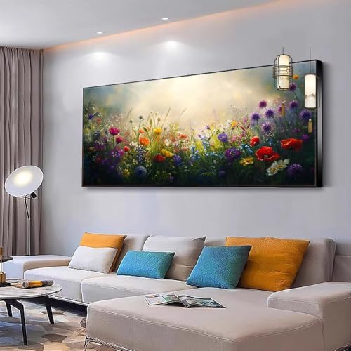 Malen nach Zahlen Erwachsene Landschaft Malen nach Zahlen Mädchen ab 10, Kreativ set mit Leinwand Pinsel und Acrylfarben Bastelset Erwachsene Frauen für Home Deko Blumen 100x230cm Ohne Rahmen Y114 von Kiagazaa