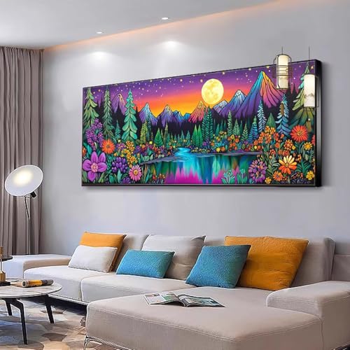 Malen nach Zahlen Erwachsene Landschaft Paint by Numbers Adult Kinder Anfänger DIY Bastelset mit 3 Pinsel und Acrylfarben von Knitterfreie Leinwand Kit, Home Wand Dekoration Abstrakt 100x230cm Y65 von Kiagazaa