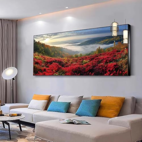 Malen nach Zahlen Erwachsene Landschaft Paint by Numbers Adult Kinder Anfänger DIY Bastelset mit 3 Pinsel und Acrylfarben von Knitterfreie Leinwand Kit, Home Wand Dekoration Blumen 100x230cm Y107 von Kiagazaa