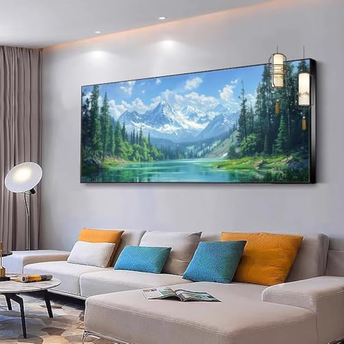 Malen nach Zahlen Erwachsene Landschaft Paint by Numbers Adult Kinder DIY Bastelset mit 3 Pinsel und Acrylfarben von Knitterfreie Leinwand Kit für Frauen Geschenke, Home Wand Dekor Meer 100x200cm Y92 von Kiagazaa