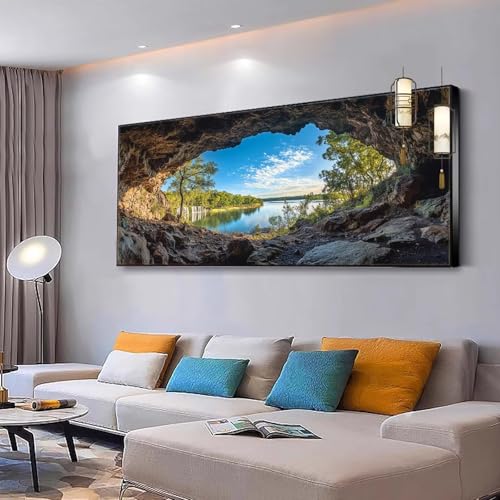 Malen nach Zahlen Erwachsene Landschaft Paint by Numbers Adult Kinder DIY Bastelset mit 3 Pinsel und Acrylfarben von Knitterfreie Leinwand Kit für Frauen Geschenke, Home Wand Dekor Meer 100x230cm Y83 von Kiagazaa