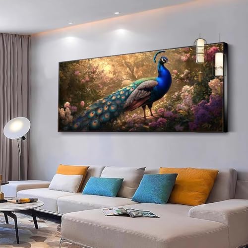 Malen nach Zahlen Erwachsene Pfau Malen nach Zahlen Mädchen ab 10, Kreativ set mit Leinwand Pinsel und Acrylfarben Bastelset Erwachsene Frauen für Geschenke und Home Haus Deko Landschaft 40x70cm Y339 von Kiagazaa