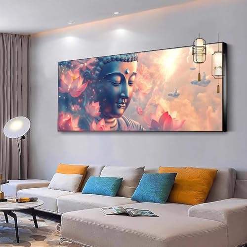 Malen nach Zahlen Erwachsene Sonnenuntergang Malen Nach Zahlen ab 7 9 10 Jahre Mädchen, Paint by Numbers Adult, Kreativ set mit Leinwand Pinsel und Acrylfarben Home Decor Geschenke Buddha 30x60cm Y373 von Kiagazaa