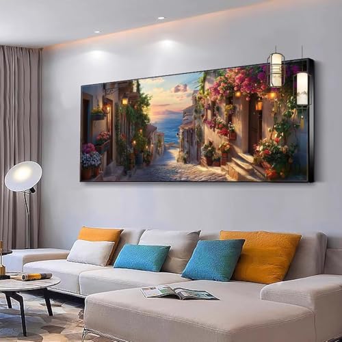 Malen nach Zahlen Erwachsene Sonnenuntergang Malen Nach Zahlen ab 7 9 10 Jahre Mädchen, Paint by Numbers Adult Kit, Kreativ set mit Leinwand Pinsel und Acrylfarben Home Decor Landschaft 40x80cm Y364 von Kiagazaa