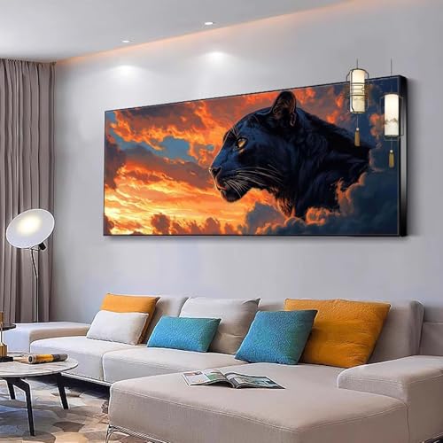 Malen nach Zahlen Erwachsene Sonnenuntergang Malen Nach Zahlen ab 7 9 10 Jahre Mädchen,Paint by Numbers Adult,Kreativ set mit Leinwand Pinsel und Acrylfarben Home Decor Geschenke Leopard 30x60cm Y358 von Kiagazaa