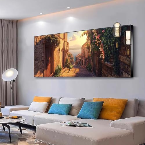 Malen nach Zahlen Erwachsene Sonnenuntergang Malen nach Zahlen Mädchen ab 10, Kreativ set mit Leinwand Pinsel und Acrylfarben Bastelset Frauen für Home Haus Deko Landschaft 30x60cm Ohne Rahmen Y363 von Kiagazaa