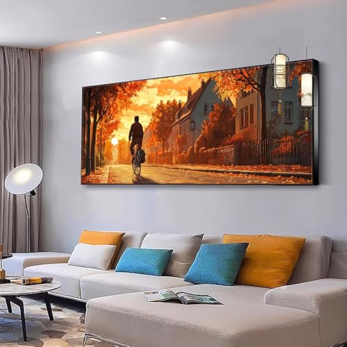 Malen nach Zahlen Erwachsene Sonnenuntergang Paint by Numbers Adult Kinder Anfänger DIY Bastelset mit 3 Pinsel und Acrylfarben von Knitterfreie Leinwand Kit, Home Wand Dekor Landschaft 30x60cm Y371 von Kiagazaa