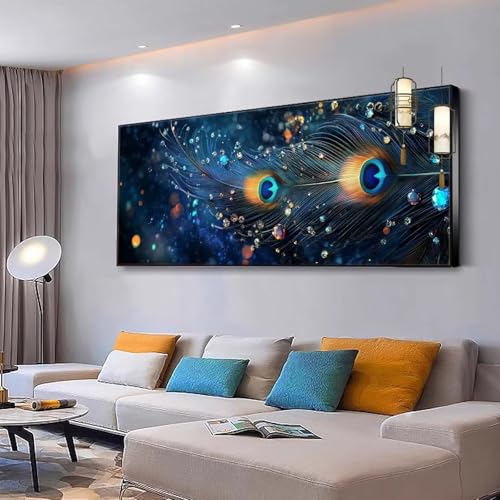 Malen nach Zahlen Erwachsene Tier Malen Nach Zahlen ab 7 9 10 Jahre Mädchen, Paint by Numbers Adult, Kreativ set mit Leinwand Pinsel und Acrylfarben Home Decor Geschenke Feder 80x160cm Ohne Rahmen Y61 von Kiagazaa