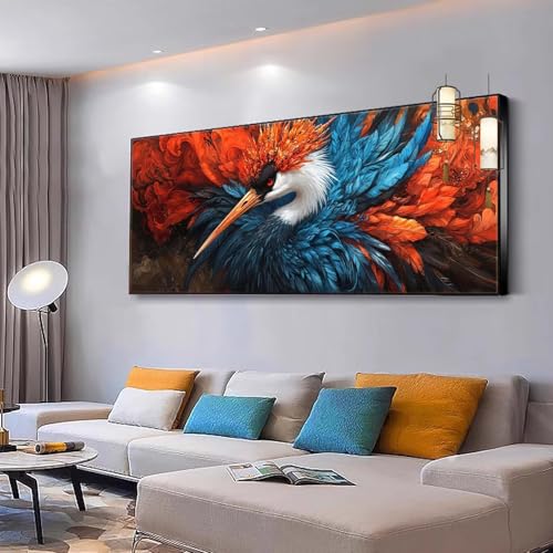 Malen nach Zahlen Erwachsene Tier Malen Nach Zahlen ab 7 9 10 Jahre Mädchen,Paint by Numbers Adult,Kreativ set mit Leinwand Pinsel und Acrylfarben Home Decor Geschenke Kranich 40x70cm Ohne Rahmen Y58 von Kiagazaa