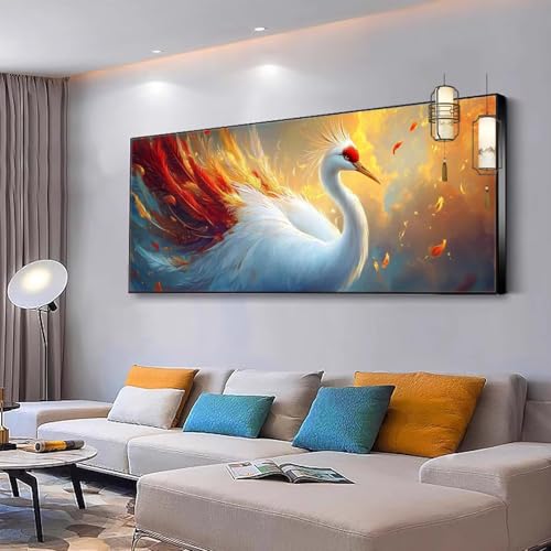 Malen nach Zahlen Erwachsene Tier Malen Nach Zahlen ab 7 9 Jahre Mädchen, Paint by Numbers Adult, Kreativ set mit Leinwand Pinsel und Acrylfarben Home Decor Geschenke Kranich 60x120cm Ohne Rahmen Y55 von Kiagazaa