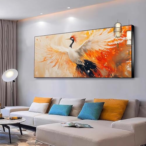 Malen nach Zahlen Erwachsene Tier Malen nach Zahlen Mädchen ab 10, Kreativ set mit Leinwand Pinsel und Acrylfarben Bastelset Erwachsene Frauen für Geschenke und Home Haus Deko Kranich 100x200cm Y57 von Kiagazaa