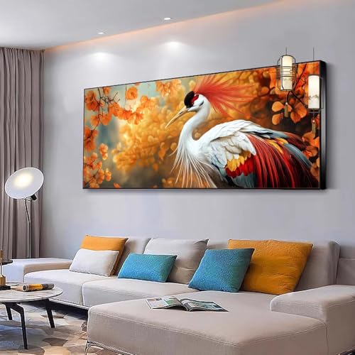 Malen nach Zahlen Erwachsene Tier Paint by Numbers Adult Kinder DIY Bastelset mit 3 Pinsel und Acrylfarben von Knitterfreie Leinwand Kit für Frauen Geschenke, Home Wand Dekoration Kranich 80x160cm Y56 von Kiagazaa