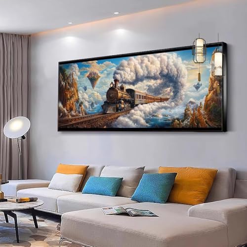 Malen nach Zahlen Erwachsene Zug Malen nach Zahlen Mädchen ab 10,Kreativ set mit Leinwand Pinsel und Acrylfarben Bastelset Erwachsene Frauen für Geschenke und Home Deko Himmel 40x80cm Ohne Rahmen Y327 von Kiagazaa