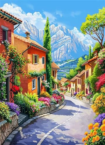 Stadt Landschaft Diamond Painting Erwachsene, 5D DIY Square Diamant Painting Bilder Kits, DIY Diamant Malerei mit Diamond Painting Zubehör, Diamant Kunst Stickerei Set Home Wand Décor 80x110cm FX-78 von Kiagazaa