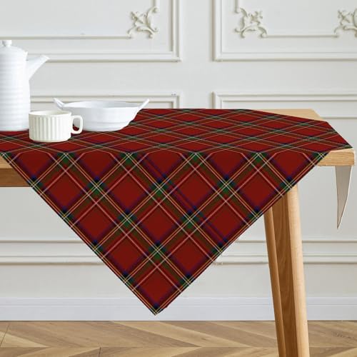 Kiatuniya Tischdecke Weihnachten Mitteldecke Kariert Rot Weihnachtstischdecke Modern Saisonnal Leinen Weihnachtstischdecken Tischwäsche Winter Küche Tisch Dekoration Party Dekor 85x85 cm von Kiatuniya